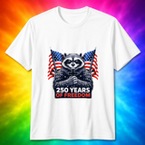 250 Years Freedom Raccoon American Flag Cross T-Shirt, for men & women ...