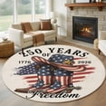thumbnail image 1 of 250 Years of Freedom Round Living Room Rugs 8 ft, Independence Day Patriotic Boots Hat Retro Washable Large Area Rug with Non-Slip Sturdy Edge Binding Round Carpet for Dining Room Kitchen Office, 1 of 9