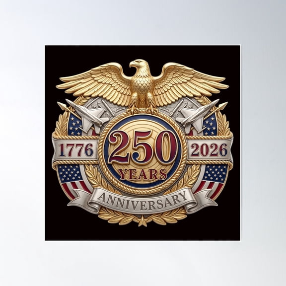 250 Years Of America Eagle Badge 1776 Anniversary Unframed Paper Print