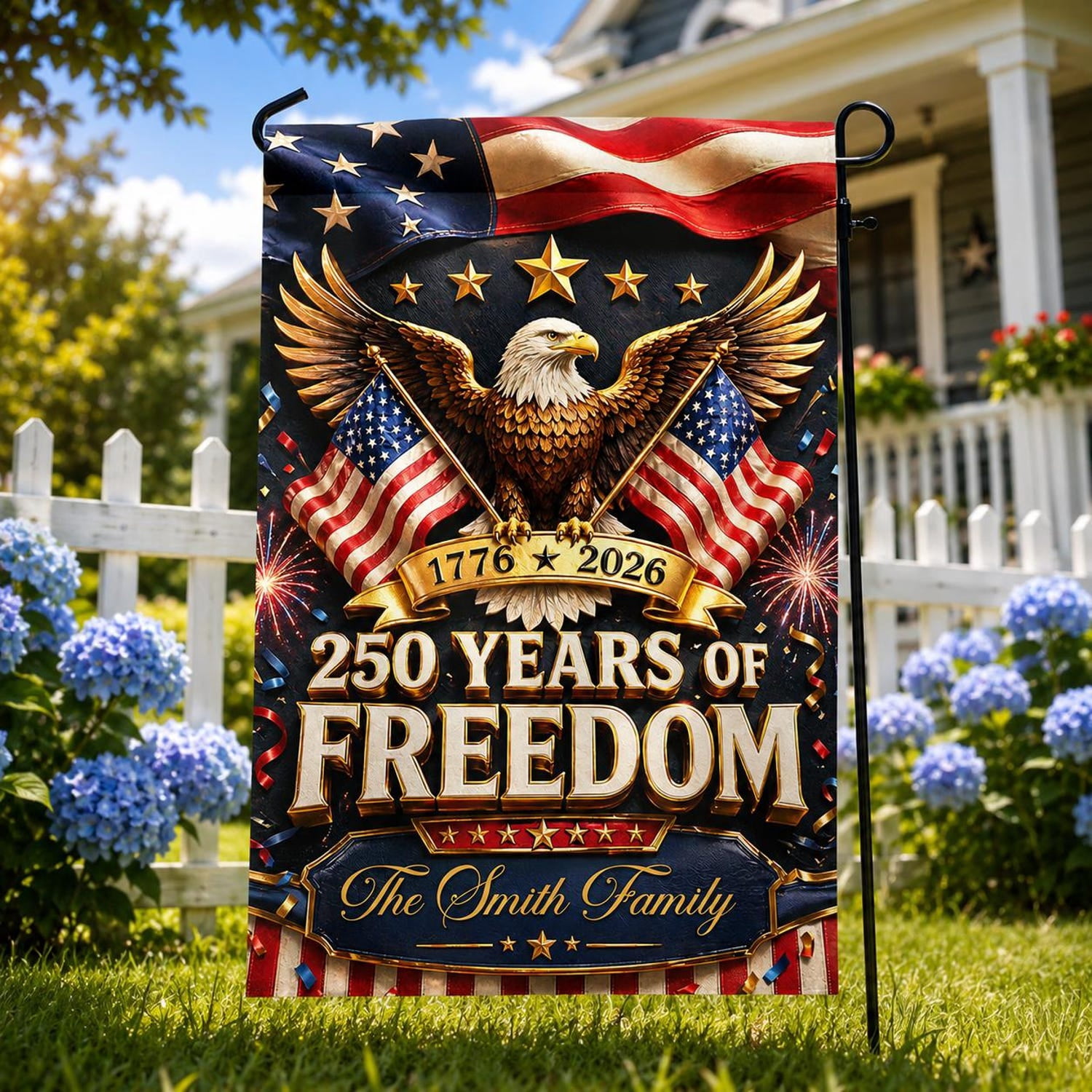 250 Years Of Freedom Garden Flag, Patriotic Eagle USA Flag ...