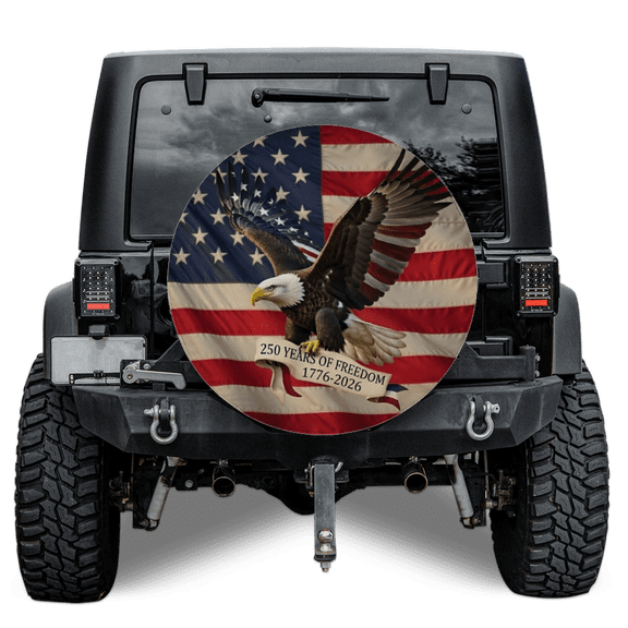 250 Years Of Freedom Patriotic Spare Tire Cover Without Backup Camera Hole 6 Sizes (27 in.)