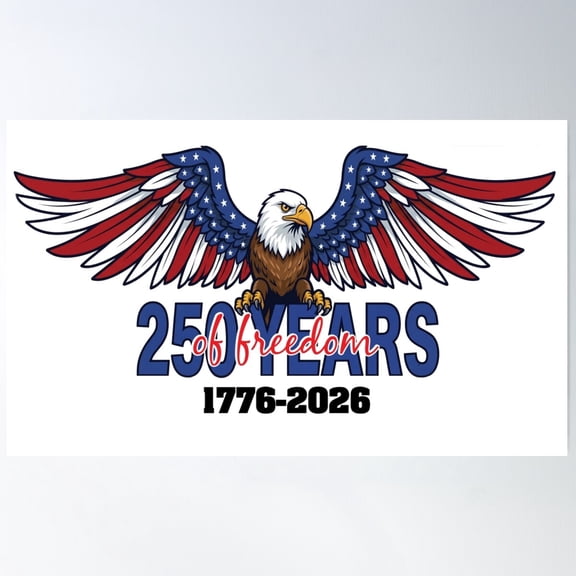 250 Years Of Freedom V11 Vintage Parchment Declaration Of Independence Style Wall Art, Unframed Poster