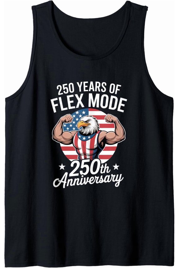 250 Years Of Usa Flex Mode American Flag 4Th Of July Tank Top Size S-3XL