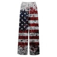 thumbnail image 1 of 250 Years Pants for Women Independence Day USA Flag Print Elastic High Waist Lounge Pants Slit Baggy Wide Leg Regular Fit Daily Wear Pants, #01 Red, M, 1 of 6