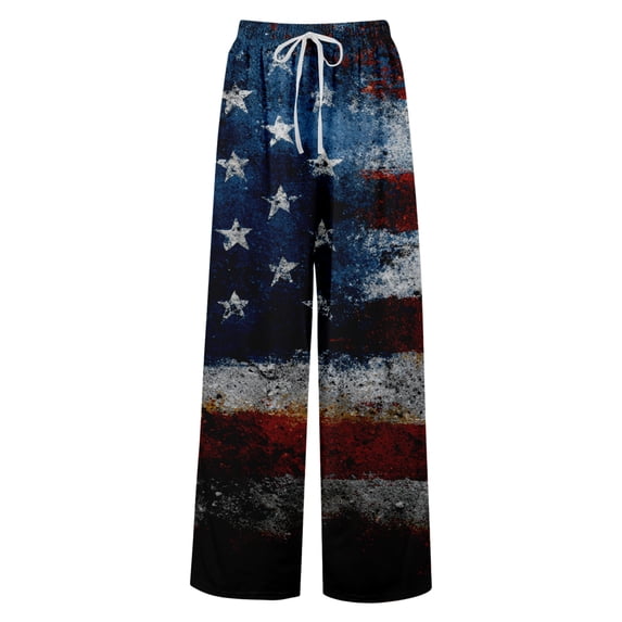 250 Years Pants for Women Independence Day USA Flag Print Slit Baggy Lounge Pants Elastic High Waist Wide Leg Regular Fit Soft Pants, #01 Deep Red, XL