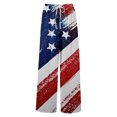 thumbnail image 1 of 250 Years Pants for Women Independence Day USA Flag Print Slit Baggy Trousers Elastic High Waist Wide Leg Relaxed Fit Home Wear Lounge Pants, #01 Wine, S, 1 of 6