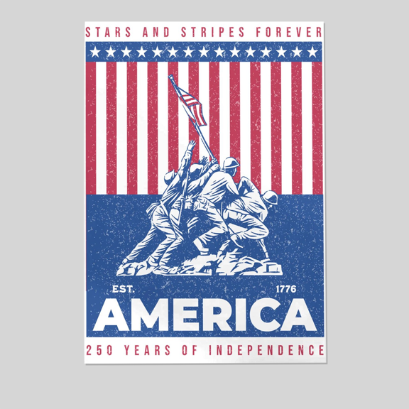 250 Years Poster, 1776-2026, Distressed American Flag Wall Art, Patriotic Rally Sign Decor Full Size 24''x36'' The Golden Shop