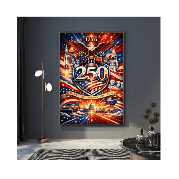 250 Years Poster Patriotic Wall Art for USA Independence & 250th Birthday