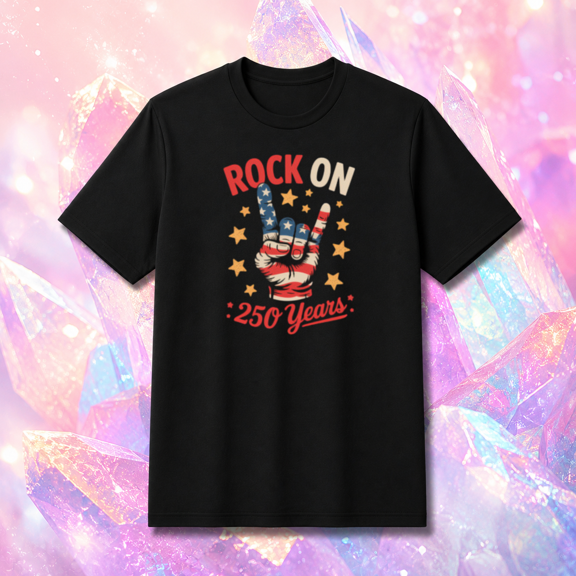 250 Years Rock On USA Flag Unisex T-Shirt 4th of July Patriotic, S-5XL