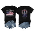 thumbnail image 1 of 250 Years Semi-Quincentennial Anniversary Graphic Short Sleeve Crewneck T Shirt with Printed American Flag and Torch Design Black L, 1 of 4