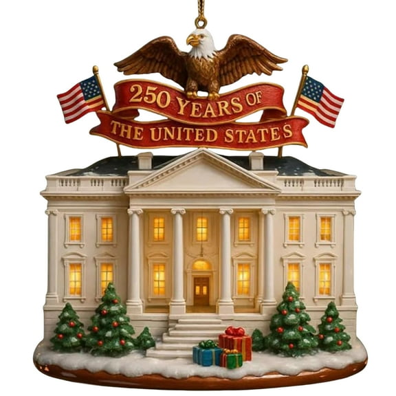 250 Years of The US Commemorative Pendants, Memorial Hanging Ornament for Christmas Tree Decorations, Collectible Keepsake Gift for Patriots & History Lovers (The White House)