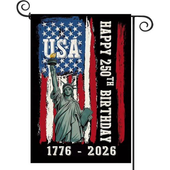 250 Years USA Garden Flag 12 x 18 Inch, Double Sided Burlap 250th Anniversary Patriotic Banner Small Yard Flag for Porch Patio Freedom Outdoor Outside 1776-2026 Commemorative Decor