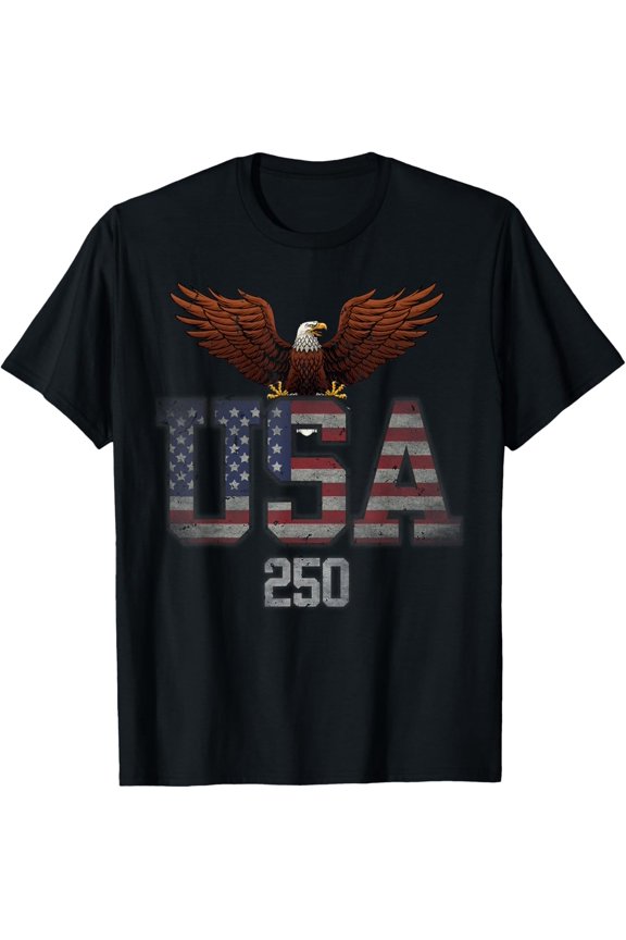 250 Years Usa Flag Eagle 250Th Birthday 4Th Of July Vintage Shirt BLACK Unisex S-5XL