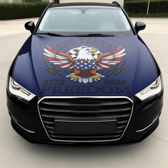250 Years of Freedom 1776-2026 Car Hood Decal - Patriotic Bald Eagle & American Flag Design for Trucks, SUVs, and Cars