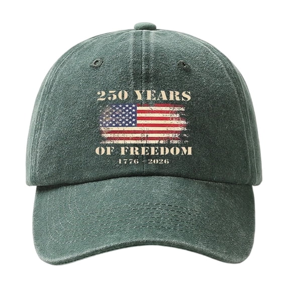 250 Years of Freedom 1776-2026 Patriotic Baseball Cap Vintage Washed American Flag Print Hat Adjustable Dad Cap for Men Women