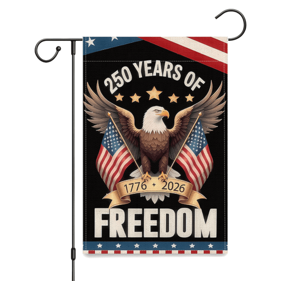 250 Years of Freedom 1776-2026 Patriotic Eagle Garden Flag, Vintage American Burlap Yard Decor