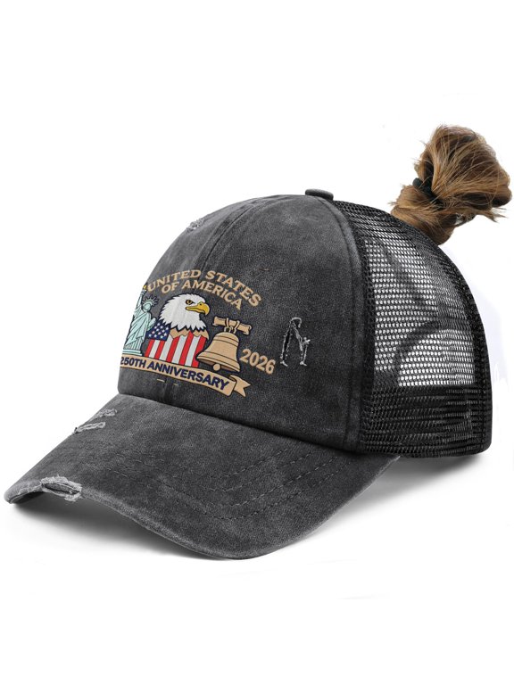 250 Years of Freedom America 1776-2026 Eagle Design Curved Brim Baseball Cap Breathable Eyelets Sun Hat