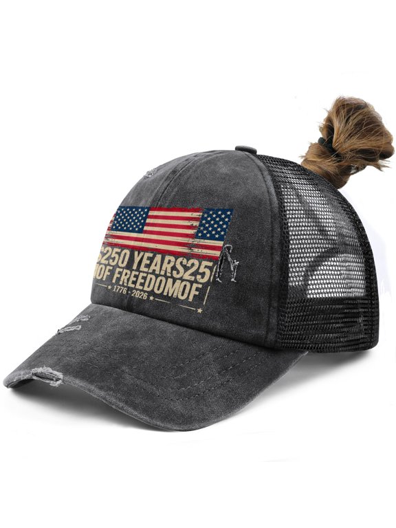 250 Years of Freedom America 1776-2026 Eagle Design Curved Brim Baseball Cap Breathable Eyelets Sun Hat