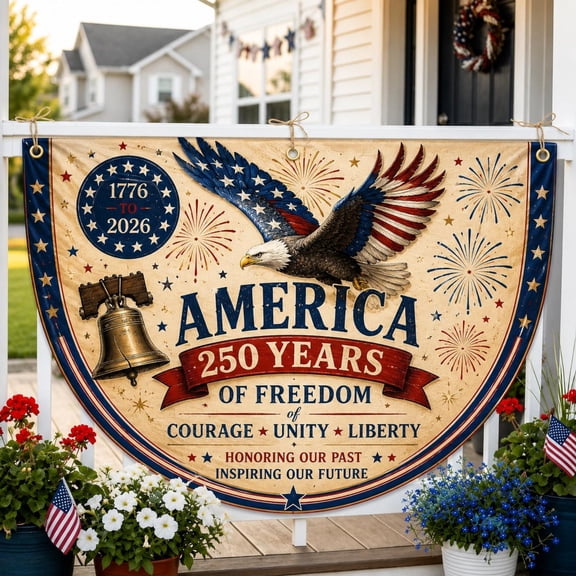 250 Years of Freedom American Flag, Double-Sided 3-Ply Grommet Flag, USA 1776–2026 Anniversary Decoration, Patriotic Gift