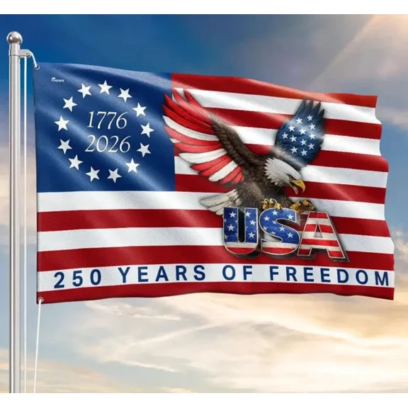 250 Years of Freedom American Patriot flag, Betsy Ross 1776 2026 flag 28x40 POLE NOT INCLUDED House Flag