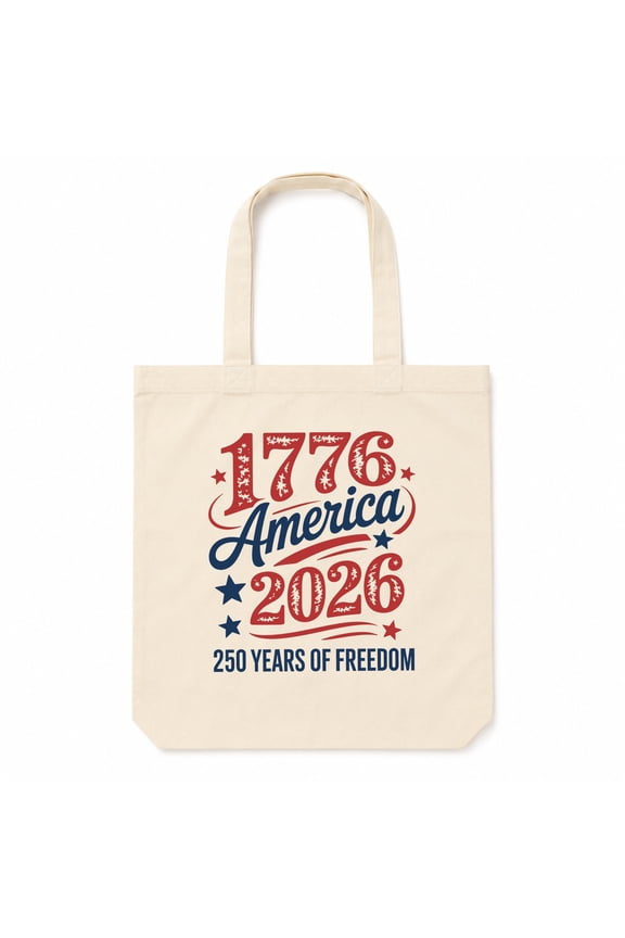 250 Years of Freedom Canvas Tote Bag, Vintage Patriotic 1776-2026 American Anniversary Reusable Shoulder Shopping Bag