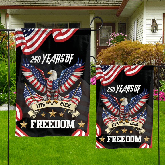 250 Years of Freedom Flag 1776–2026, Patriotic American Eagle Flag for Home & Garden Decor