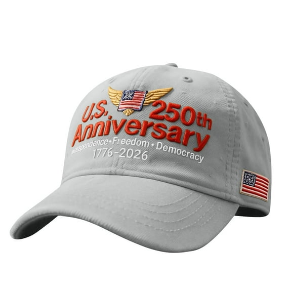 250 Years of Freedom Hat - Adjustable Retro Washed Patriotic Baseball Cap with 250th Anniversary Print, Commemorative Cap for Men Women, Gray