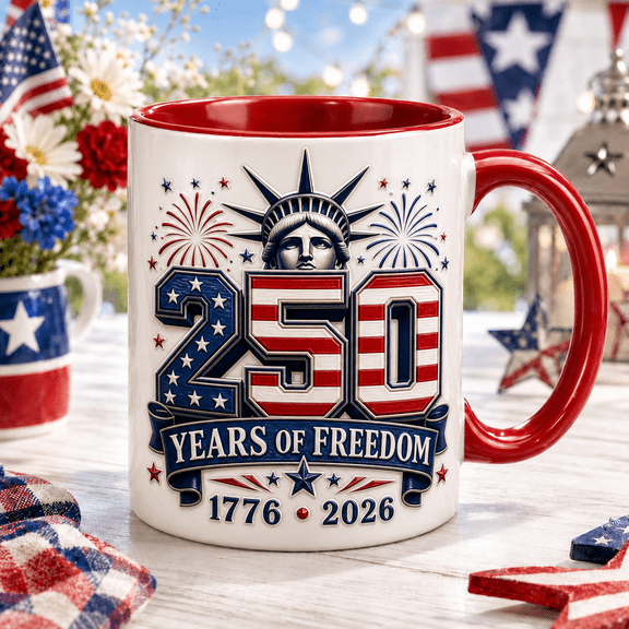 250 Years of Freedom Mug Patriotic 1776-2026 Coffee Cup for July 4th Celebrations