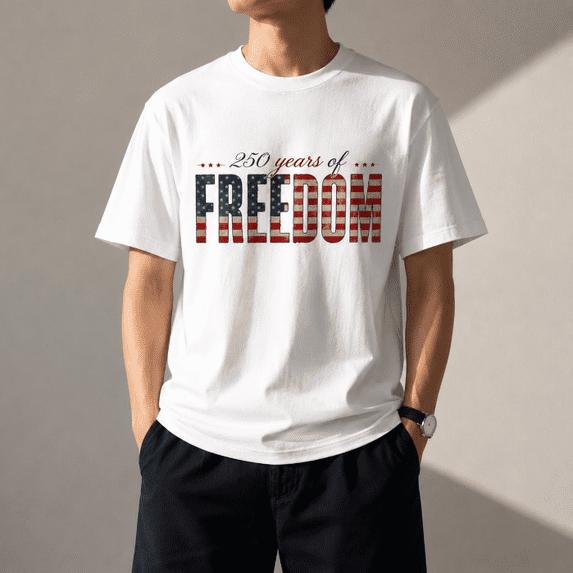 250 Years of Freedom Patriotic USA Graphic T-Shirt for Men & Women, Vintage American Flag Independence Tee