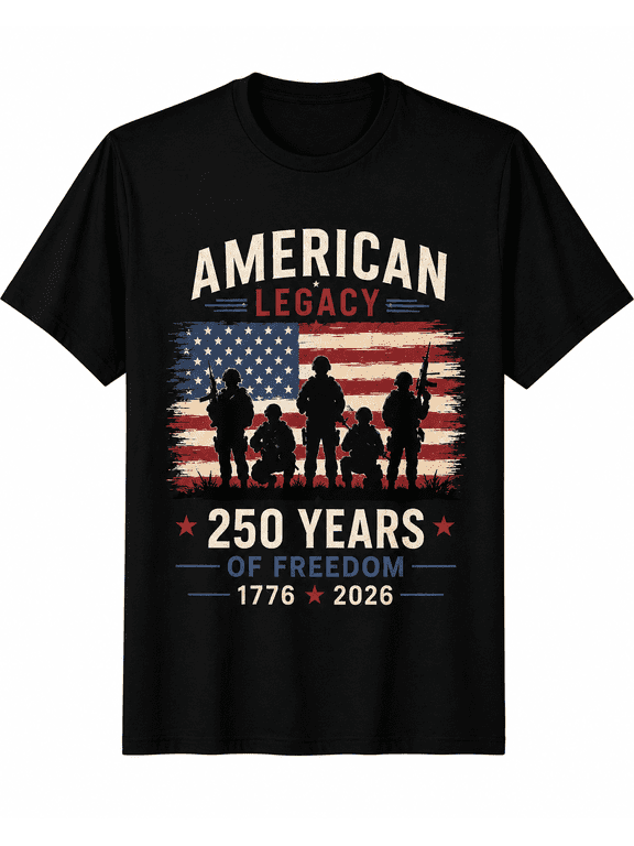250 Years of Freedom T Shirt, Men's Vintage Patriotic American Flag Tee, USA Independence Day Shirt