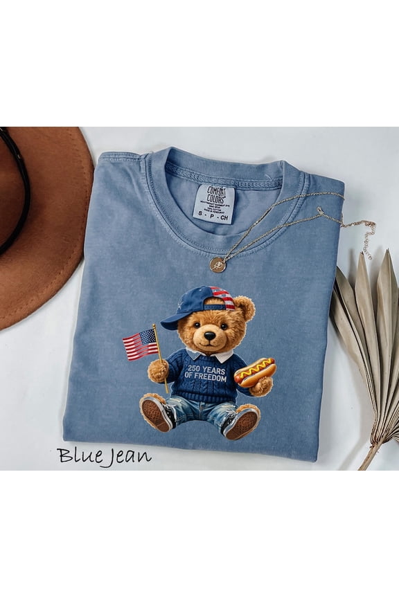 250 Years of Freedom Teddy Bear Shirt, USA 250th Anniversary 4th of July Shirt, Cute Bear T-Shirt, Independence Day Gift