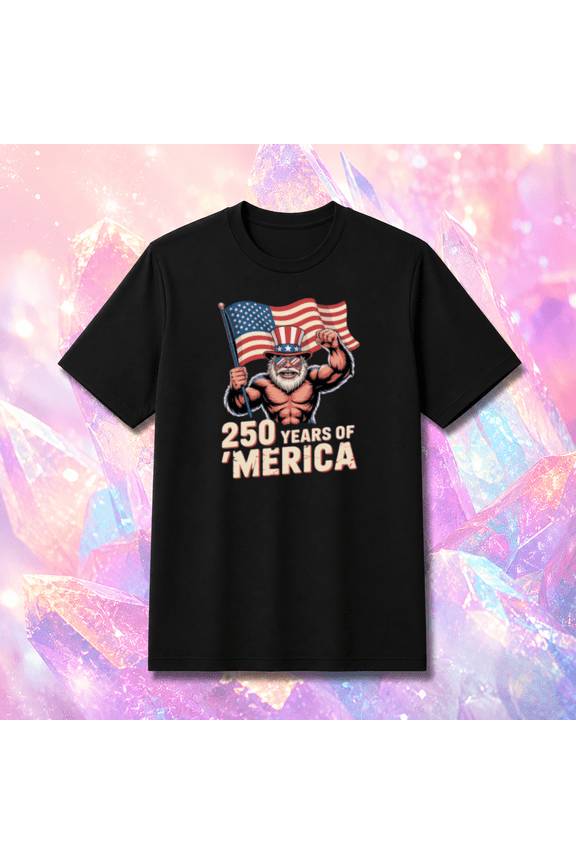 250 Years of Merica Patriotic Muscle Man Flag Unisex T-Shirt, S-5XL