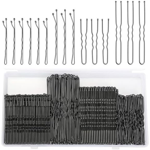 250 count Hair Pins Bobby Pins Black with Storage Box, Wavy Bobby Pins 2inch 2.4inch, U Shaped Hair Pins 2inch 2.8inch, Suitable for Hair Types, Hair Clips Hair Pin for Women and Girls