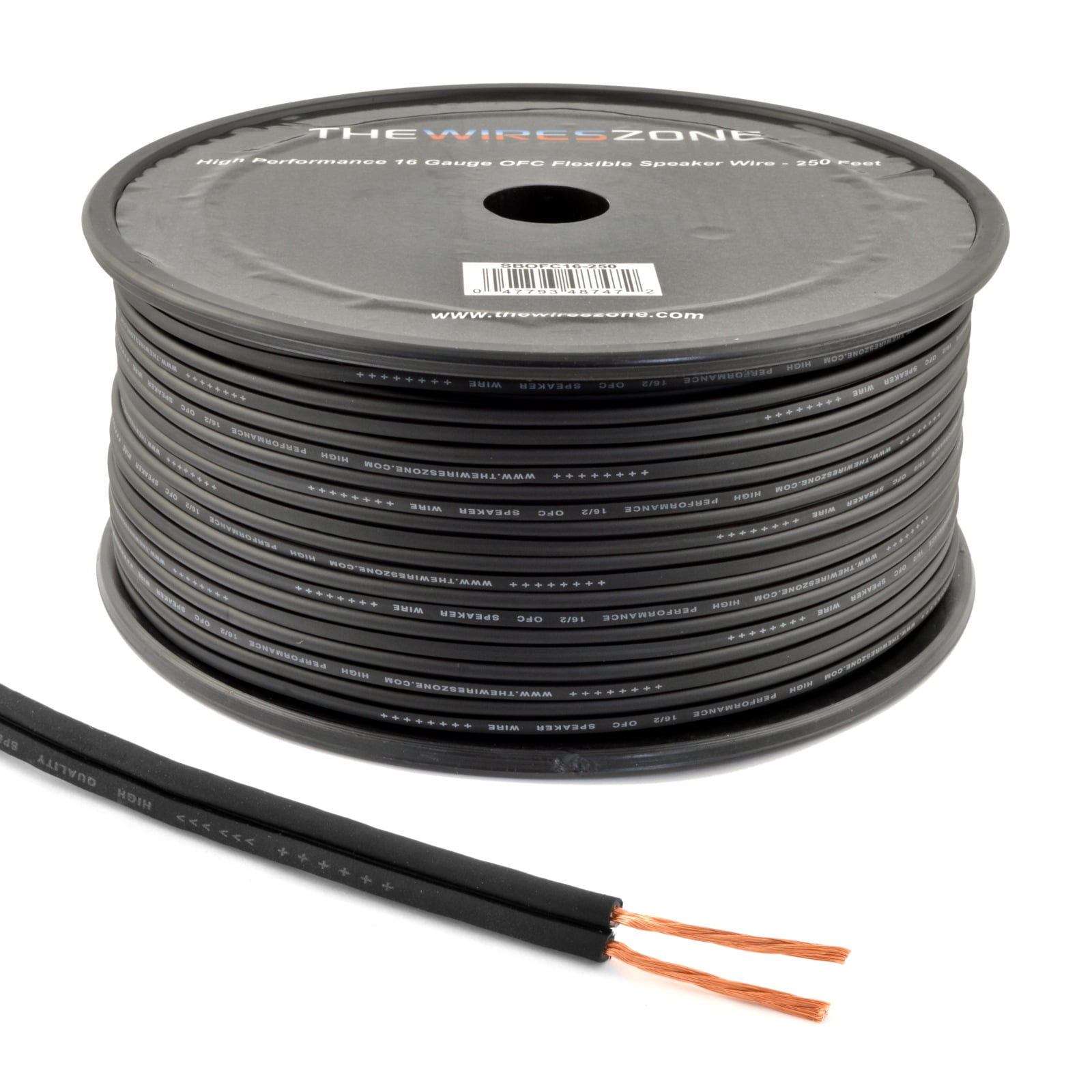 250 ft. 16 AWG High Performance OFC Full Copper Home and Car Audio Speaker Wire Black