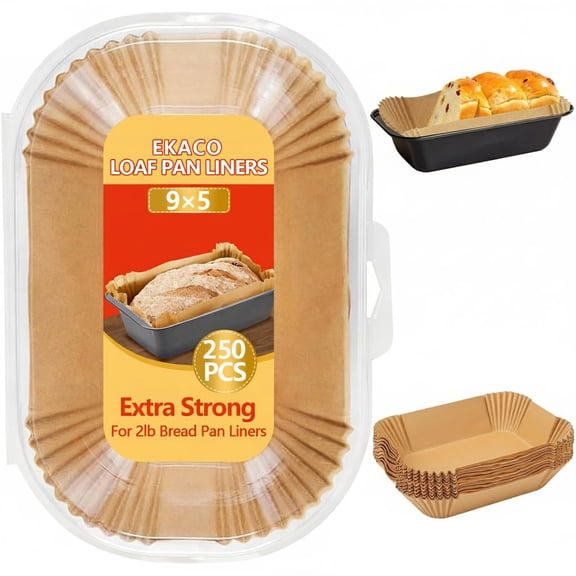 250 pack Disposable Air Fryer Liners, 9x5 Inch Loaf Pan Liners, Non-Stick Pre-Formed Parchment Paper for Bread Pans, Oven Safe for Baking Bread