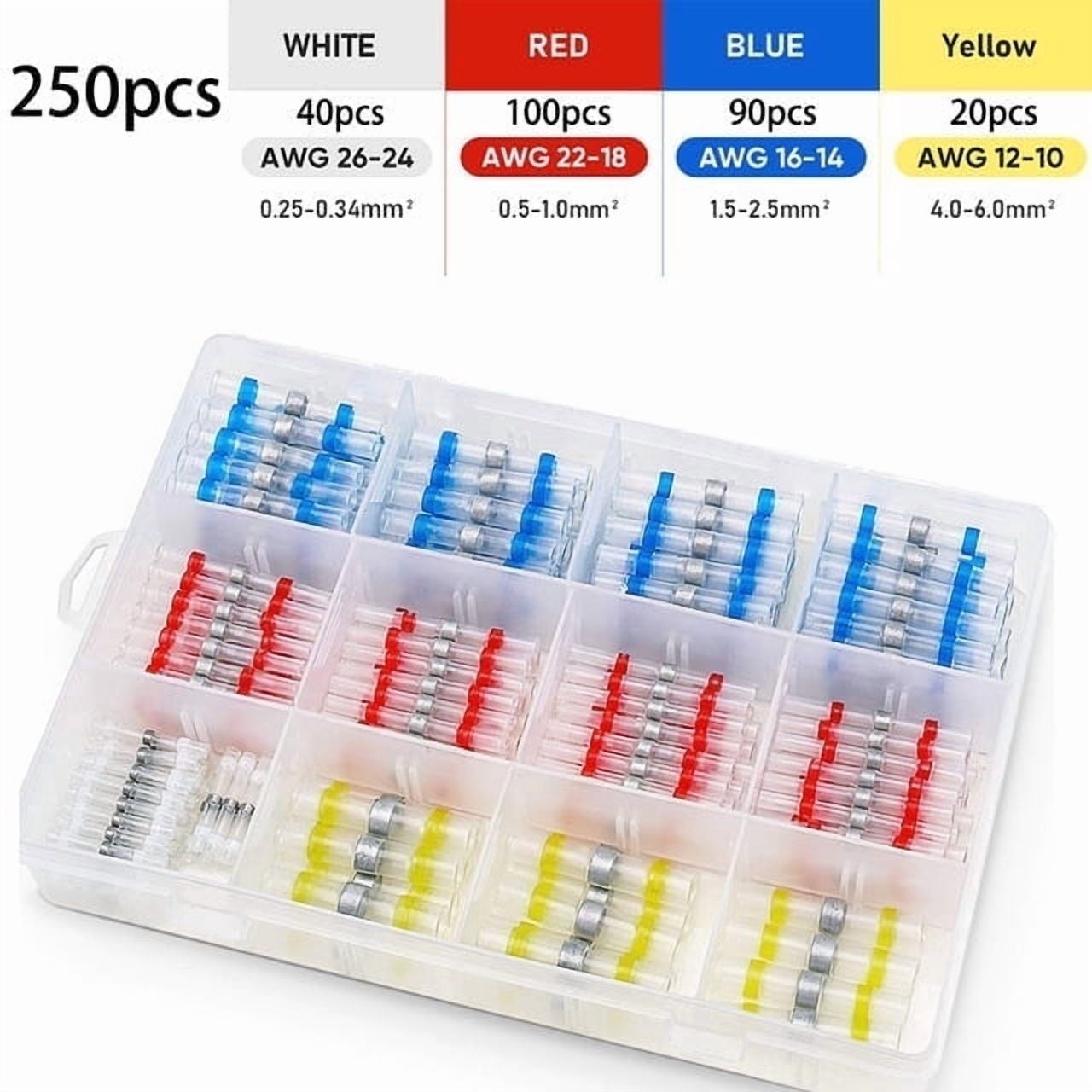 250 Pcs Heat Shrink Tubing Waterproof Butt Wire Connector