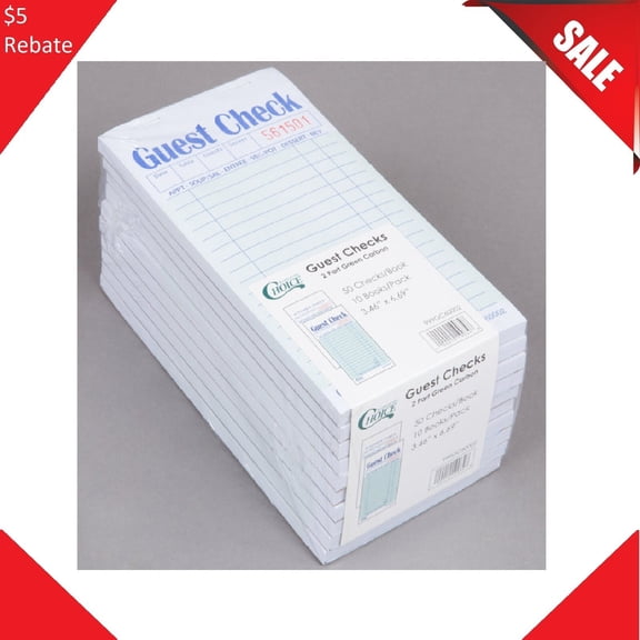 (2500 CHECK CASE) 2 Part Green and White Carbon Guest Check Restaurant 50 Books