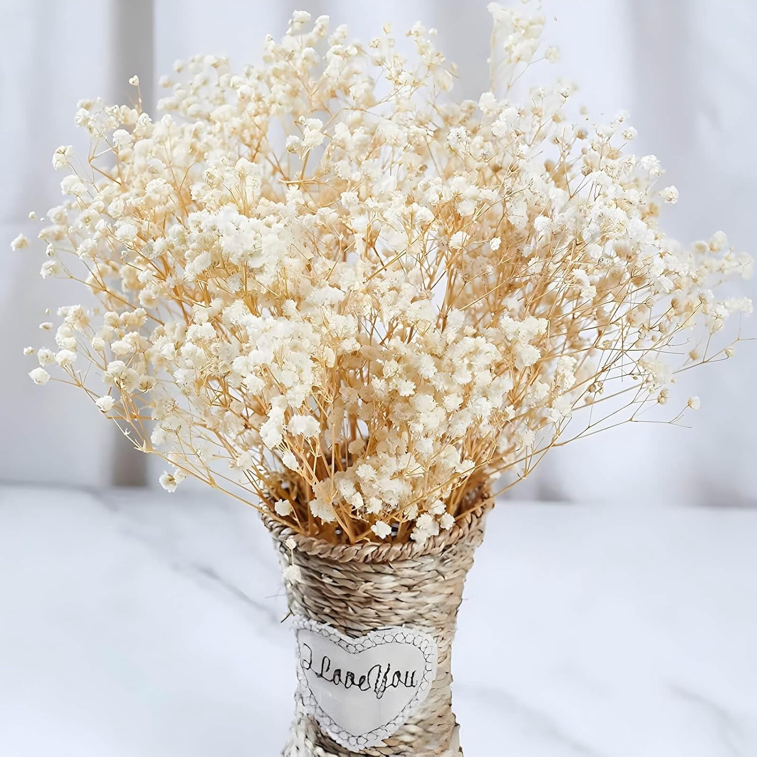 2500+ Dried Babys Breath Flowers Bulk - 17" Ivory White Dried Flower Bouquet, Real Natural Gypsophila Branches for Vase Filler, Wedding, Table Centerpiece, Home Decor, DIY Wreath Floral, Crafts