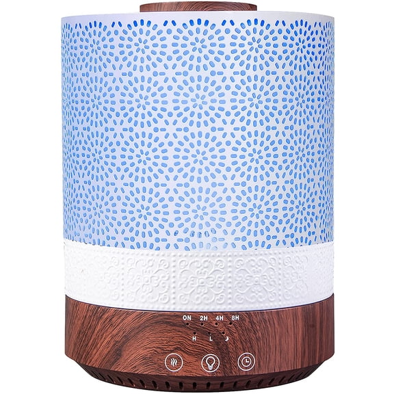 2500 ML XL Essential Oil Diffuser for Large Room Aroma Humidifier Home Decor Bed Baby Room Big Huge 2.5 L Capacity Long Run Color Lights Decorative Design High Mist Dark Wood Grain F004