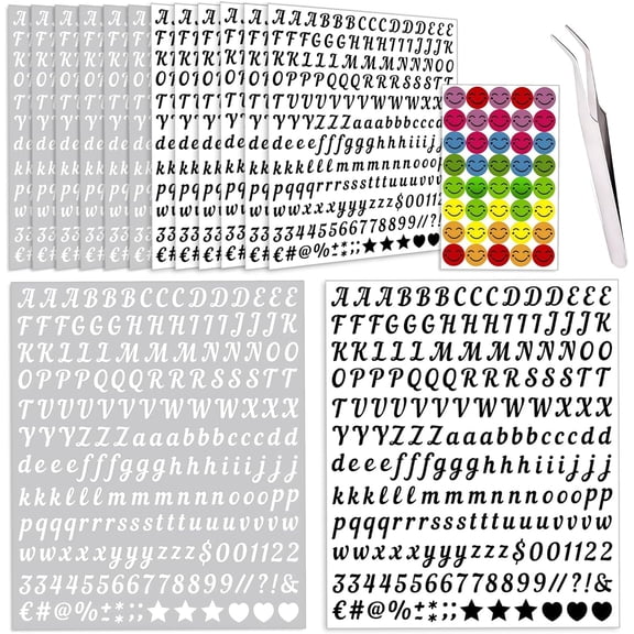 2500 PCS Small Letter Stickers, 1/2 Inch Cursive Alphabet Stickers Vinyl Lettering Black and White, Mini Sticker Letters for Scrapbooking, Mailbox, Water Bottles, Graduation Cap Decorations