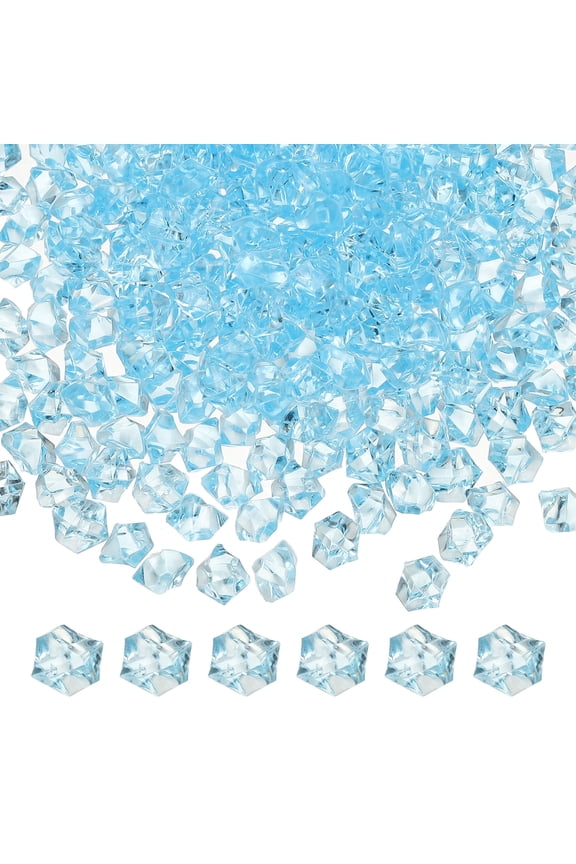 2500-Pack Fake Ice Rocks, 6x9mm Fake Crushed Ice Acrylic Gems Diamonds for Vase Fillers/Fish Tank/DIY Crafts [Light Blue]
