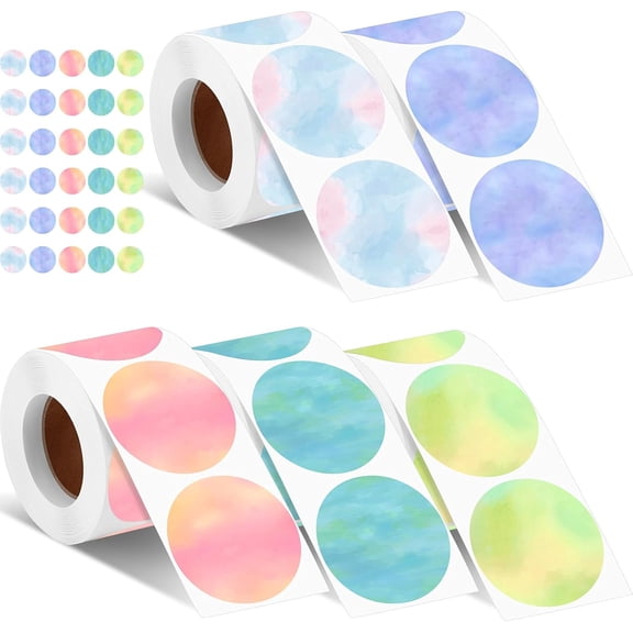 2500 Pcs 2 Inch Circle Thermal Sticker Labels Self Adhesive Round Direct Thermal Labels Multipurpose Printer Stickers for DIY Logo Design, Qr Code, Name Tag (Nebula Gradient Color)
