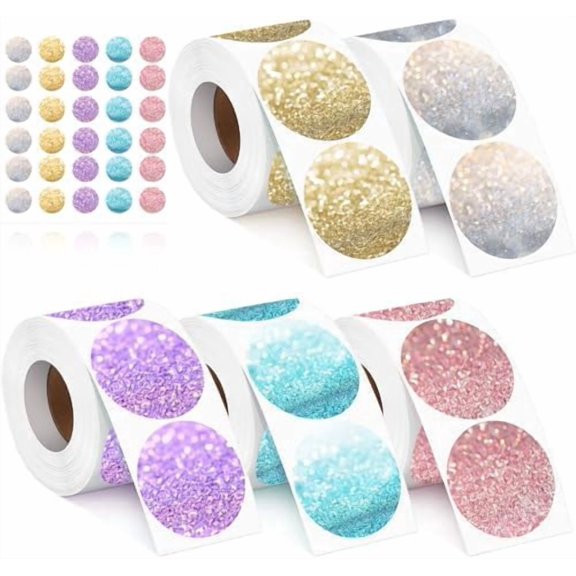 2500 Pcs 2 Inch Circle Thermal Sticker Labels Self Adhesive Round Direct Thermal Labels Multipurpose Printer Stickers for DIY Logo Design, Qr Code, Name Tag