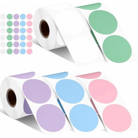 2500 Pcs 2 Inch Circle Thermal Sticker Labels Self Adhesive Round Direct Thermal Labels Multipurpose Printer Stickers for DIY Logo Design, Qr Code, Name Tag