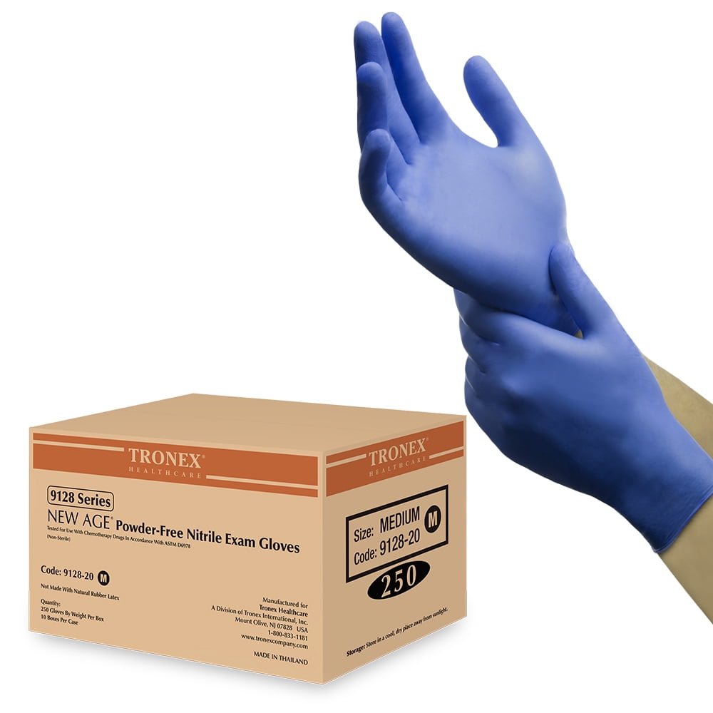 Tronex 9128 Nitrile Exam Gloves, Chemo-Rated, Powder-Free, Blue, X-Large, Case of 2,500