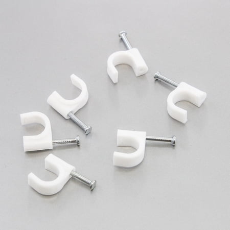 2500 Round 1/2 Inches (12 mm) Cable Wire Clips Cable Management Cord Tie Holder Coaxial Nail in Clamps Tacks