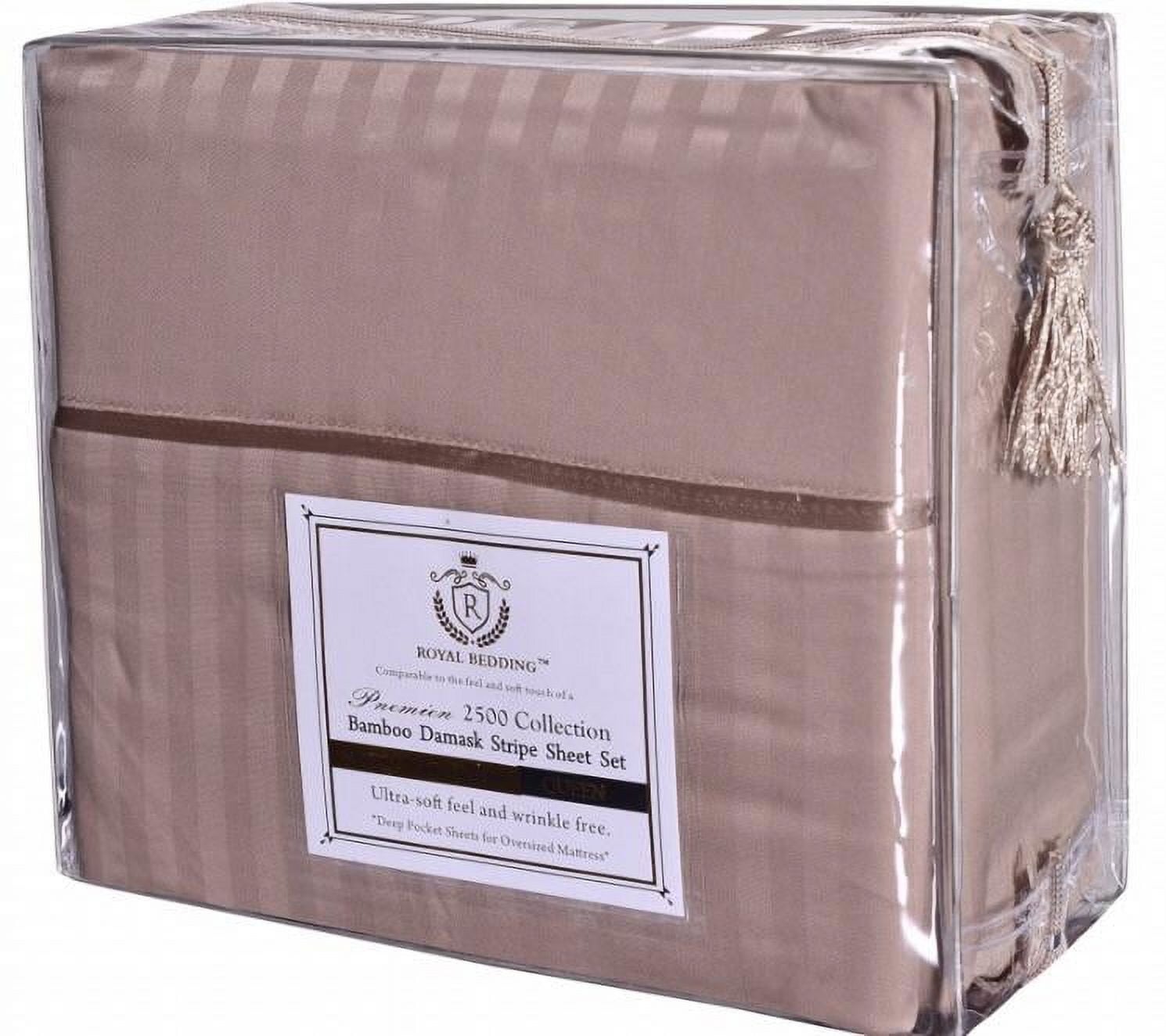 2500 Royal Damask Stripe Bamboo Collection Bed Sheet Set