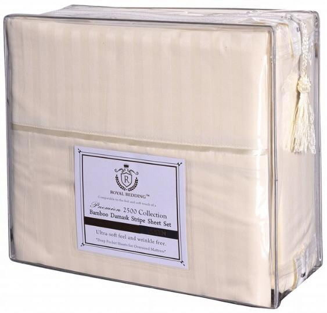 2500 Royal Damask Stripe Bamboo Collection Bed Sheet Set