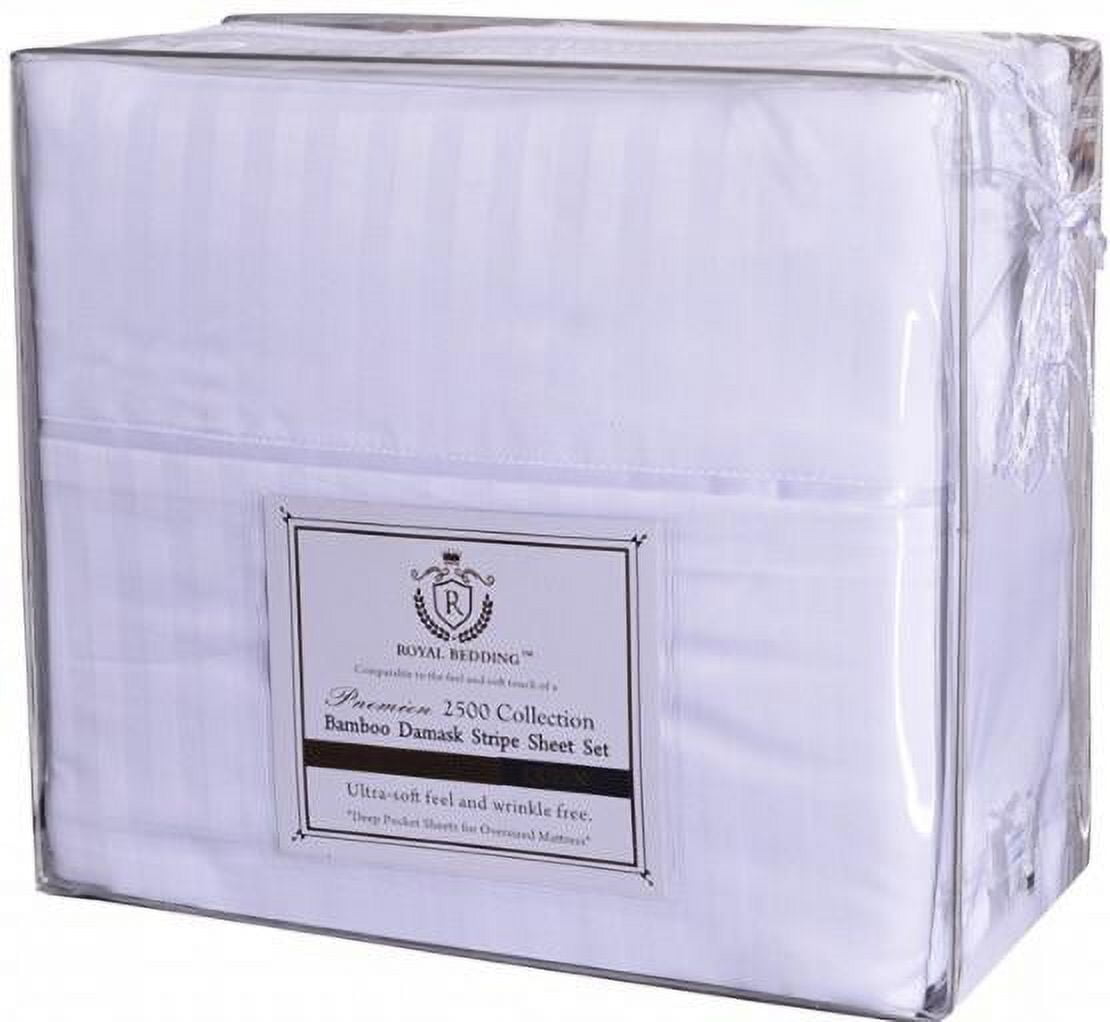 2500 Royal Damask Stripe Bamboo Collection Bed Sheet Set