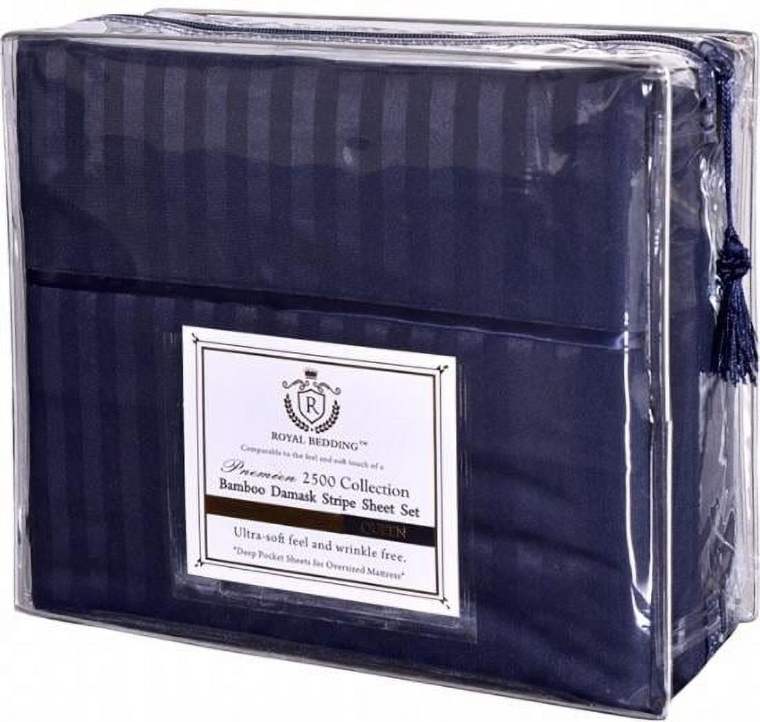 2500 Royal Damask Stripe Bamboo Collection Bed Sheet Set